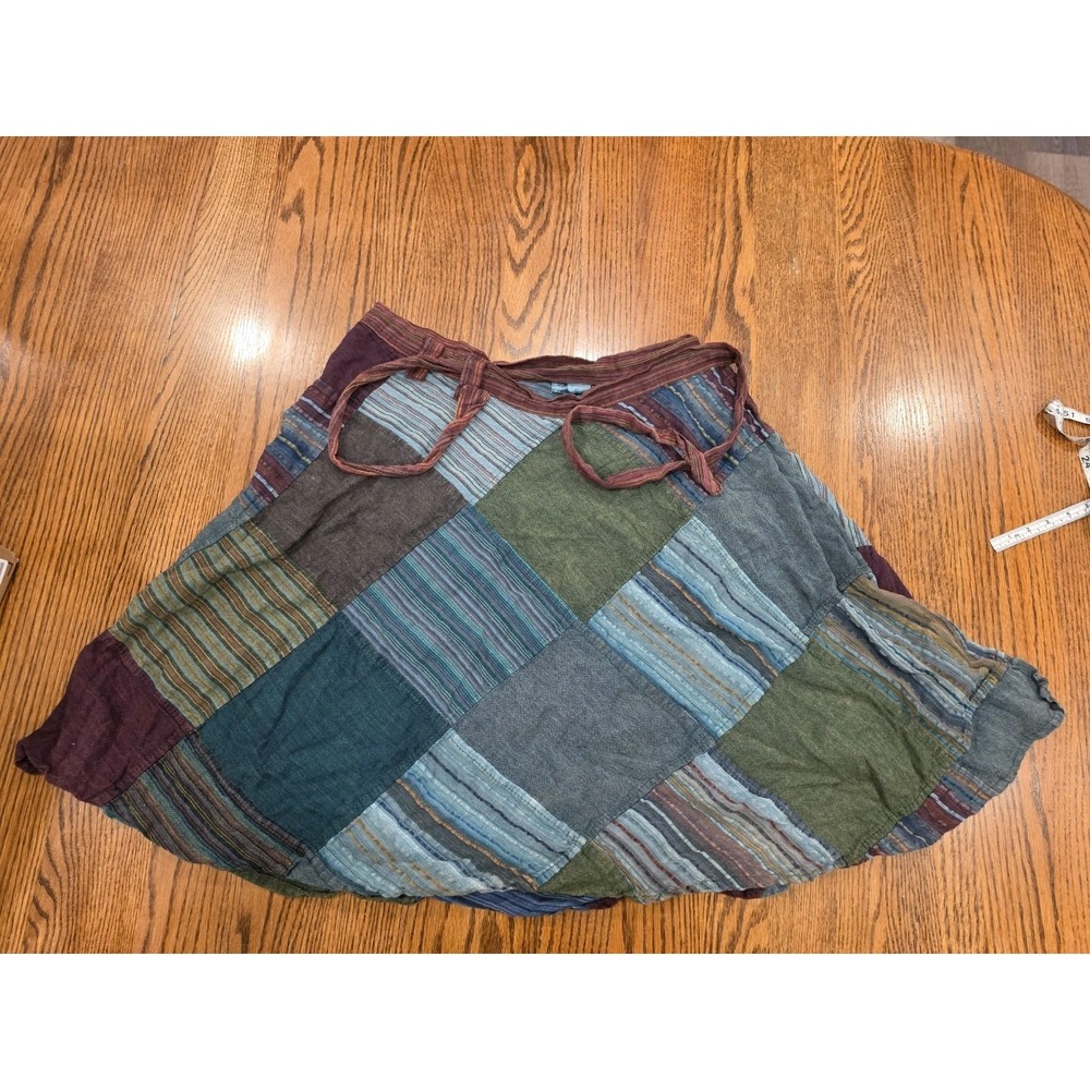 The Little Bazaar Cotton Patchwork Wrap Skirt Boho Gypsy Goblincore Hippie LG